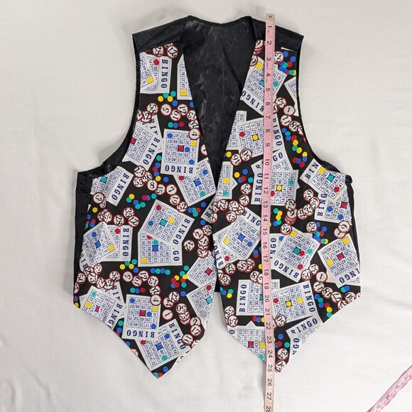 VTG Bingo Cards Colorful Black White Open Front Vest - Picture 5 of 5